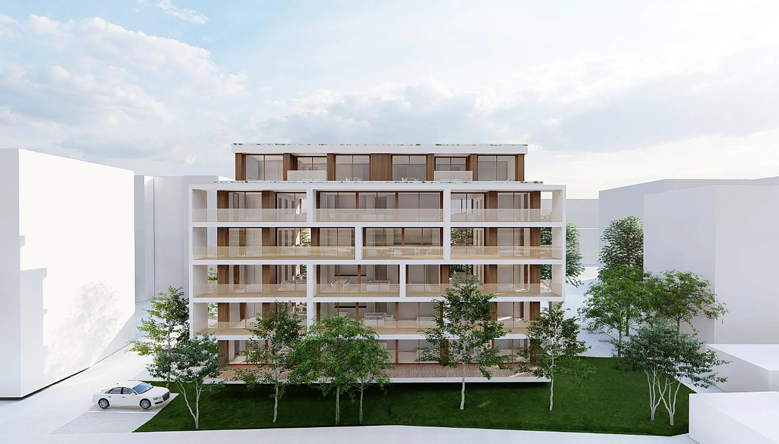 Wohngebäude des Projekts Montelly 37–39 in Lausanne, Gartenfassade