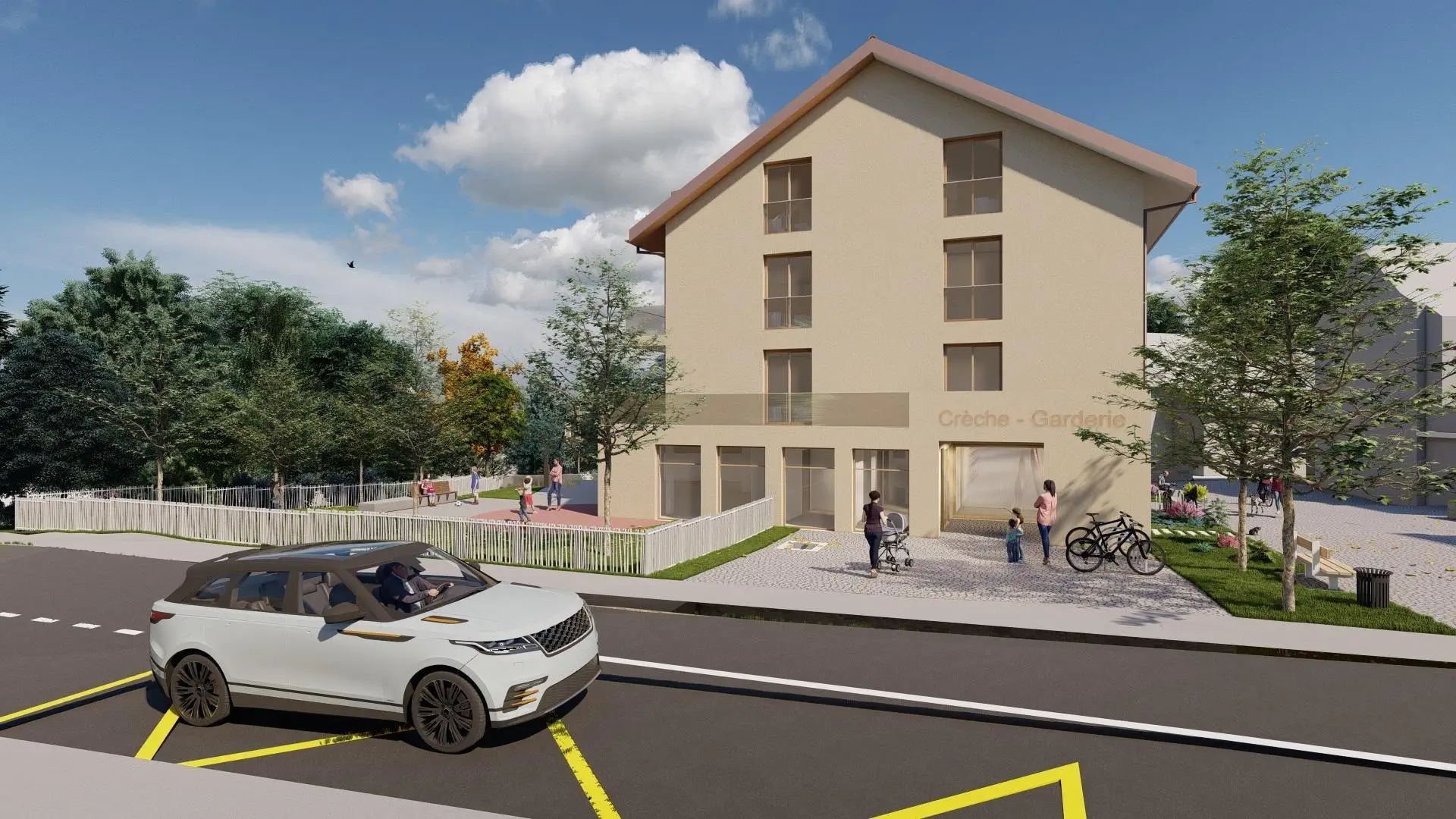 Projekt Blonay-Bourg, Gebäude mit einer Kindertagesstätte im Erdgeschoss